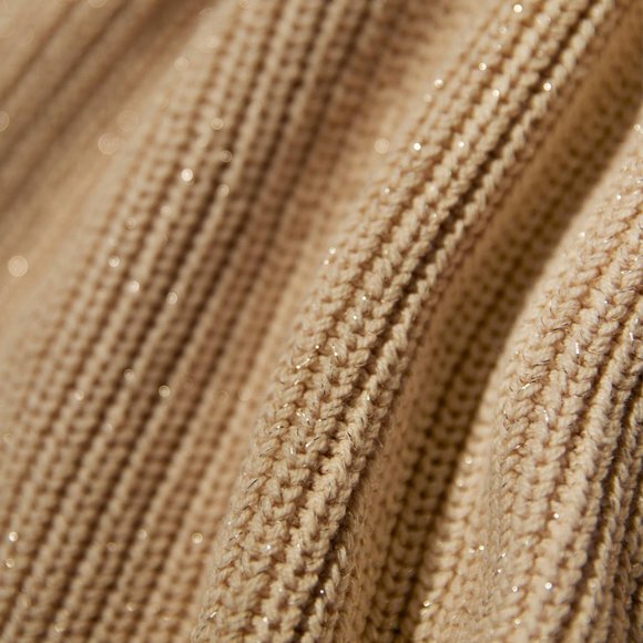 Cold Shoulder Lurex Cowl Neck Sweater Dress Gold color Size XL - Picture 3 of 3